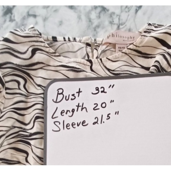 Philosophy Women XS/TP Shirt Top Black & White Zebra Animal Tall Petite‎ - Picture 10 of 10